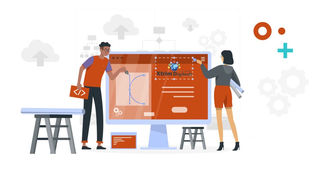 Illustration of two designers working on a website