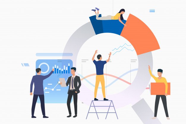 Group of analysts working with charts and graphs