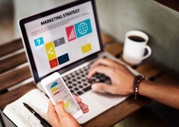 Marketing Strategy Connecting Digital Devices Concept
