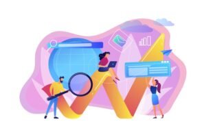Team of specialists working on data analysis and visualization